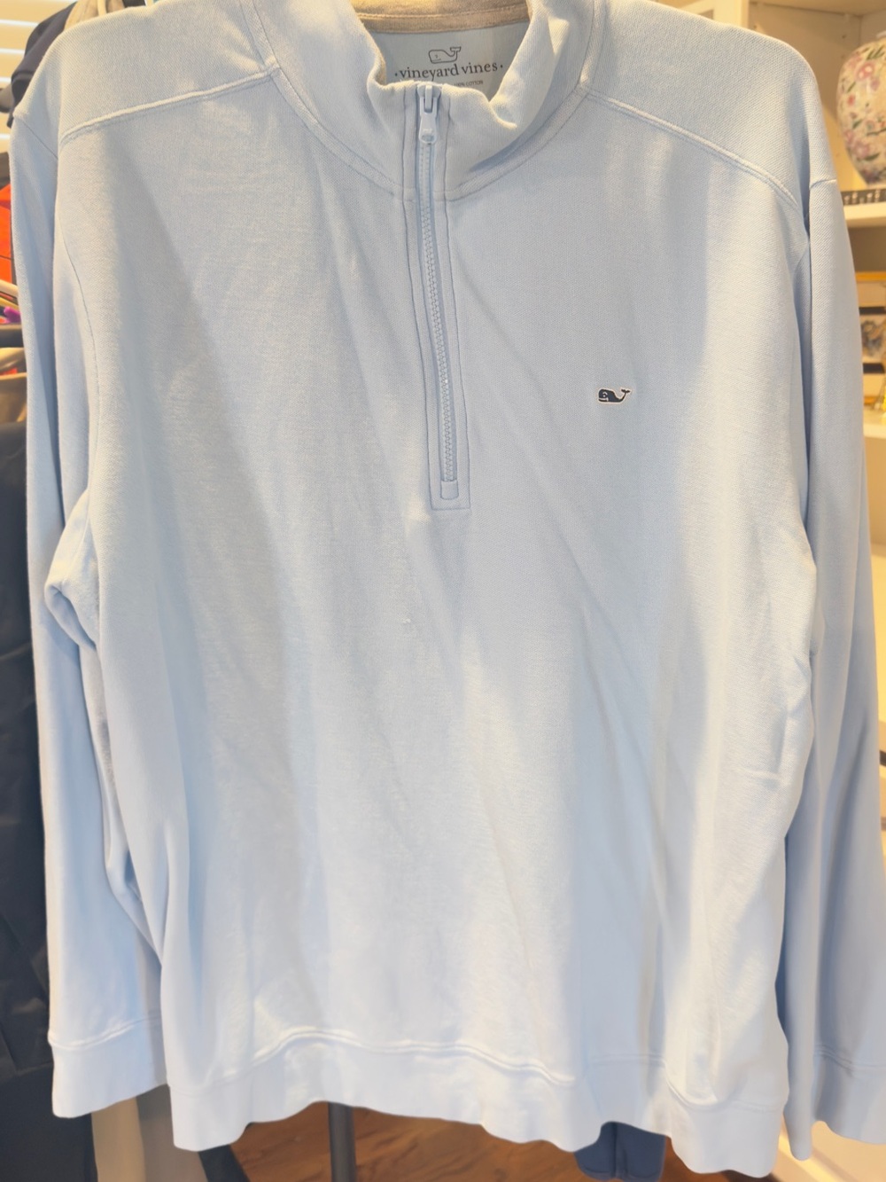 Vineyard Vines Mens Light Blue Half-Zip Pullover Sweater